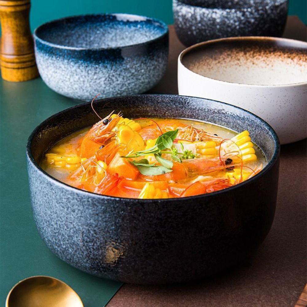 Retro Instant Noodle Bowl Japanese Style Rice Bowl Delicate Ceramic Ramen Bowl  Household