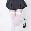 Women Suspender Wide-Banded Velvet Tights Lolita Thin Thigh High Stockings With Garters Y2K Jk College Over The Knee Socks