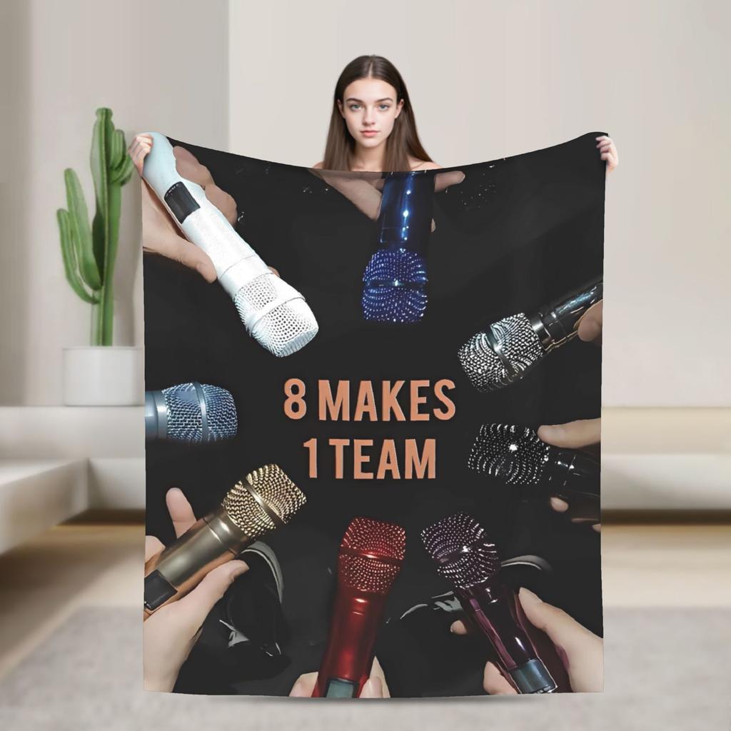 Kpop Ateez Band Soft Warm Blanket  Picnic Plush Throw Blanket Street Trend Outdoor Flannel Bedspread Sofa Bed Cover