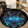 1pc Wolf Head Chair Carpet for Office, Round Non-Slip Durable Large Size Office Carpet, Suitable for Office, Beautiful Decoration