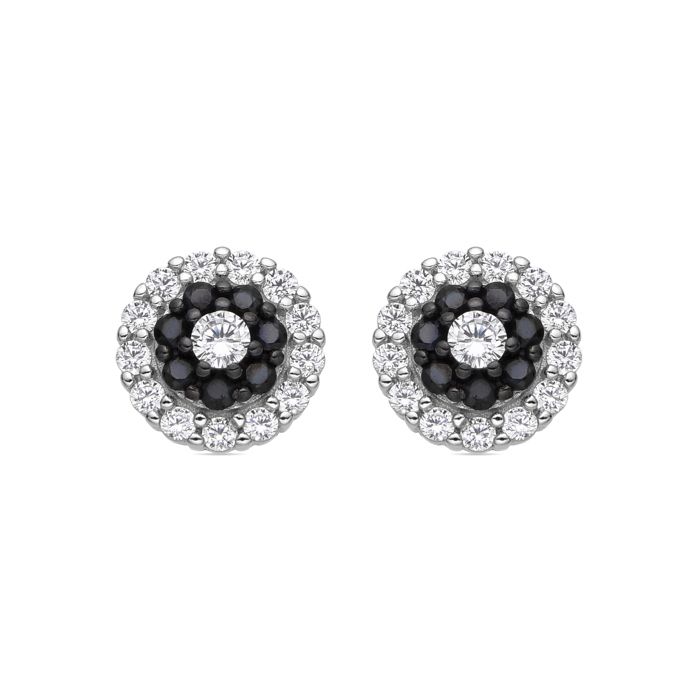 Photos - Earrings Luxenter Boucles d'oreilles en argent 925 et zircon onyx finition en rhodié - Ziadri