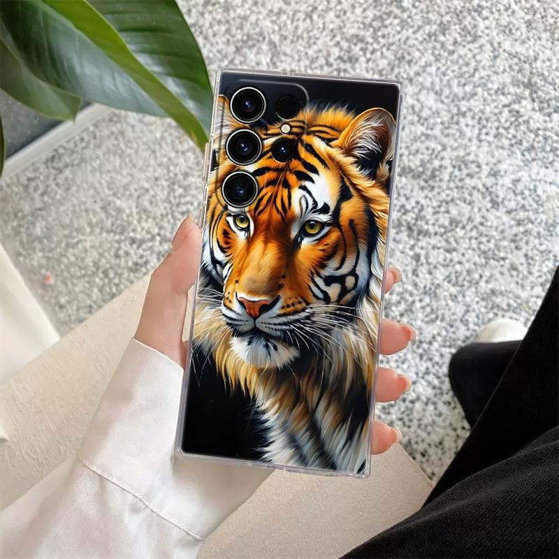 Tiger Tiere Klare Hülle Für Samsung Galaxy S26 S25 S24 S23 Ultra S20 S21 FE S22 Plus S26 Ultra S25FE Weiche Silikon Handyhülle