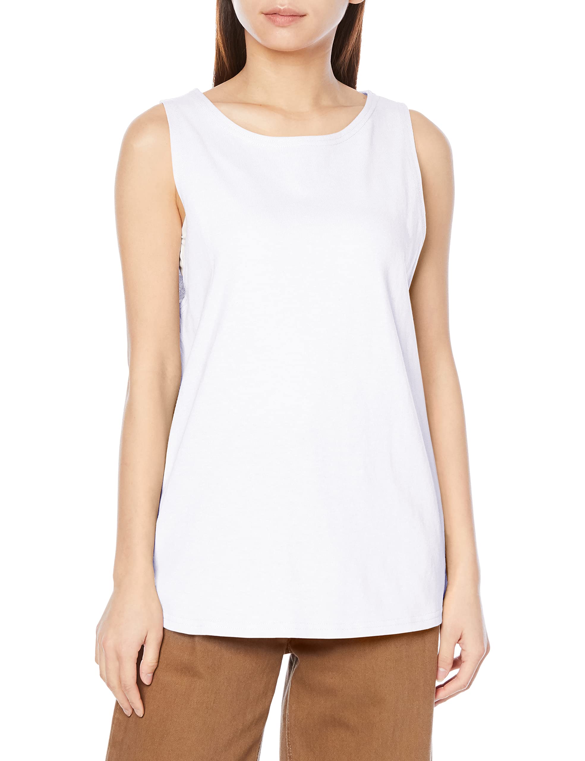 

Fruit of the Loom 9oz Opaque Crew Neck Camisole Tank Top in White Women s белый