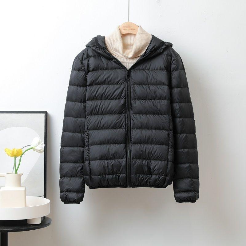 Winter Lightweight Down Jacket Women's Short Hooded Lightweight Thin White Duck Down Plus Size Jacket