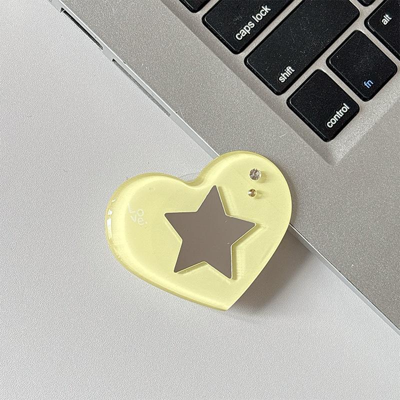 MagSafe-Compatible Rhinestone Heart Mirror Phone Stand with Airbag, Star Design
