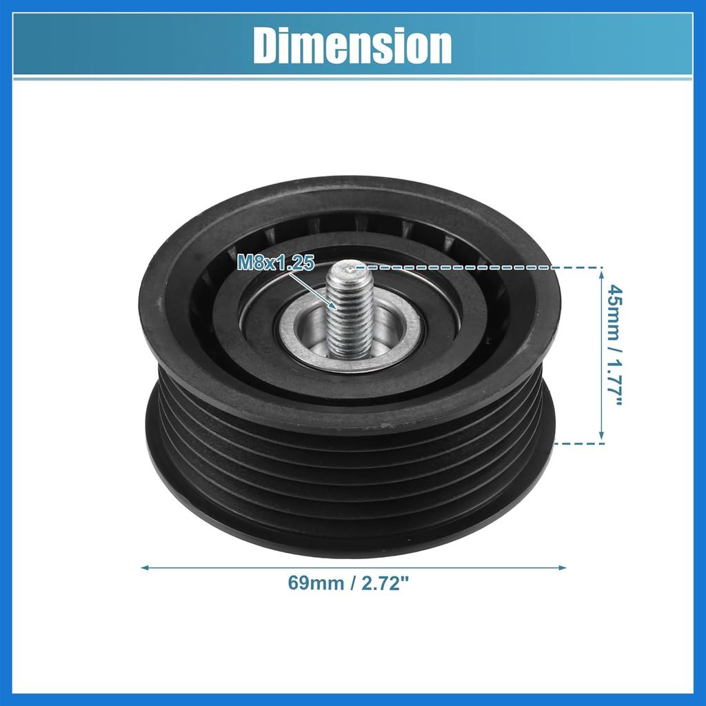 Drive Belt Tensioner Assembly Accessory Idler Pulley No.6612003170/A0002020919/059903341J for Jeep Grand Cherokee 2014-2019 Black Metal Auto