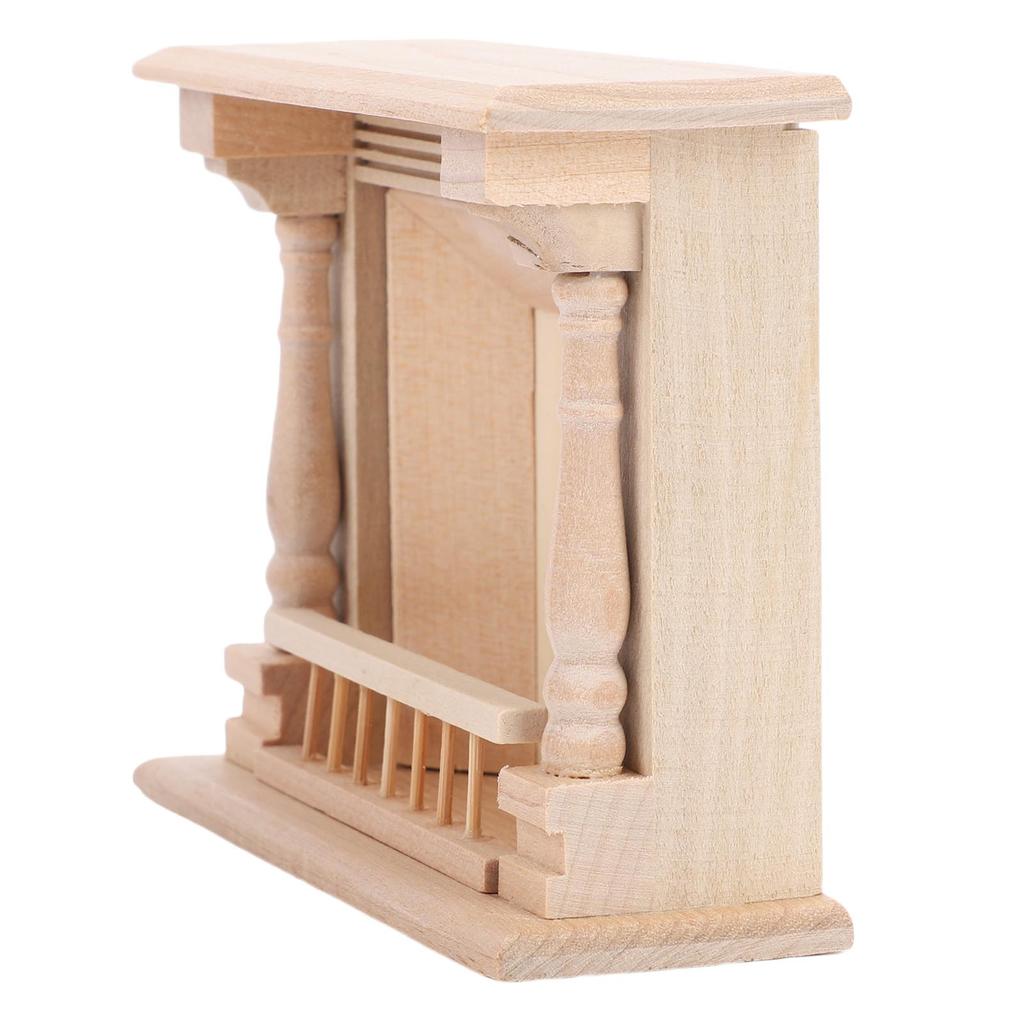 1:12 Dollhouse Fireplace Unpainted Birch Wood Miniature Furniture Decoration Accessories
