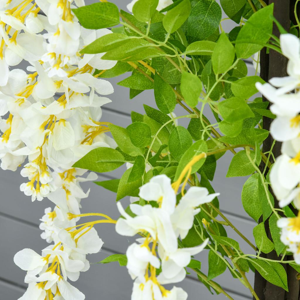 Artificial Realistic White Wisteria Tree Faux Decorative Plant in Nursery Pot for Indoor Décor, 160cm
