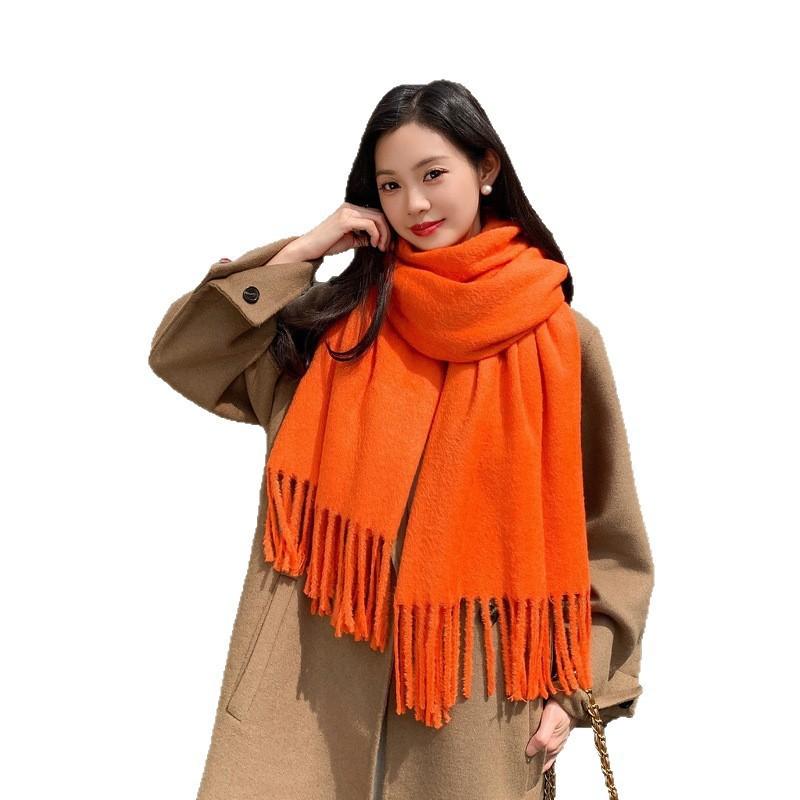 Luxury Faux Mink Scarf Women Men Solid Color Winter Warm Shawl Korean Style Chic Neck Wrap 208x70cm