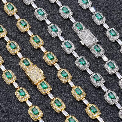 Hip-Hop Colored Gemstone Jewelry Necklace Light Luxury High-End Micro-Inlaid Zircon Bracelet