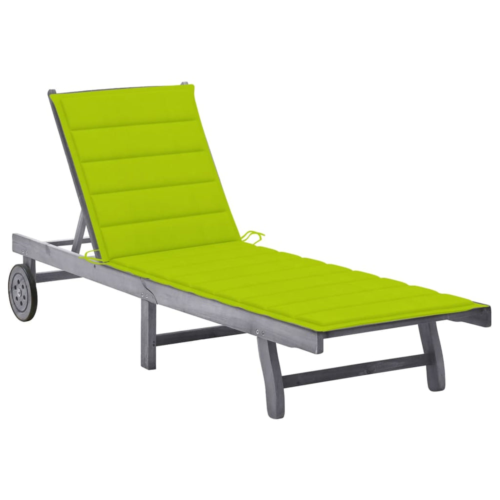 Chaise longue de jardin avec coussin  Bois d'acacia solide
