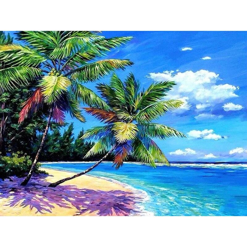 New 5D DIY Diamond Painting Scenery Diamond Embroidery Sea View Cross Stitch Full Round Drill Home Decor Manual Art Gift