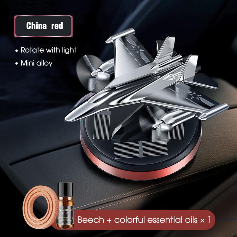 Rotating Airplane Solar Powered Car Perfume Ornament Interior Decoration Solid Aromatherapy Light Fragrance Luxury Car Decor