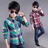 Teenager Boys Shirt Kids Cotton Boys Plaid Shirts Long Sleeve School Children Clothes 9-15Y