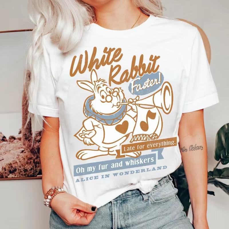 Autumn Alice In Wonderland White Rabbit Outlined Text Poster TShirt Alice In Wonderland Shirt Land Princess Shirt