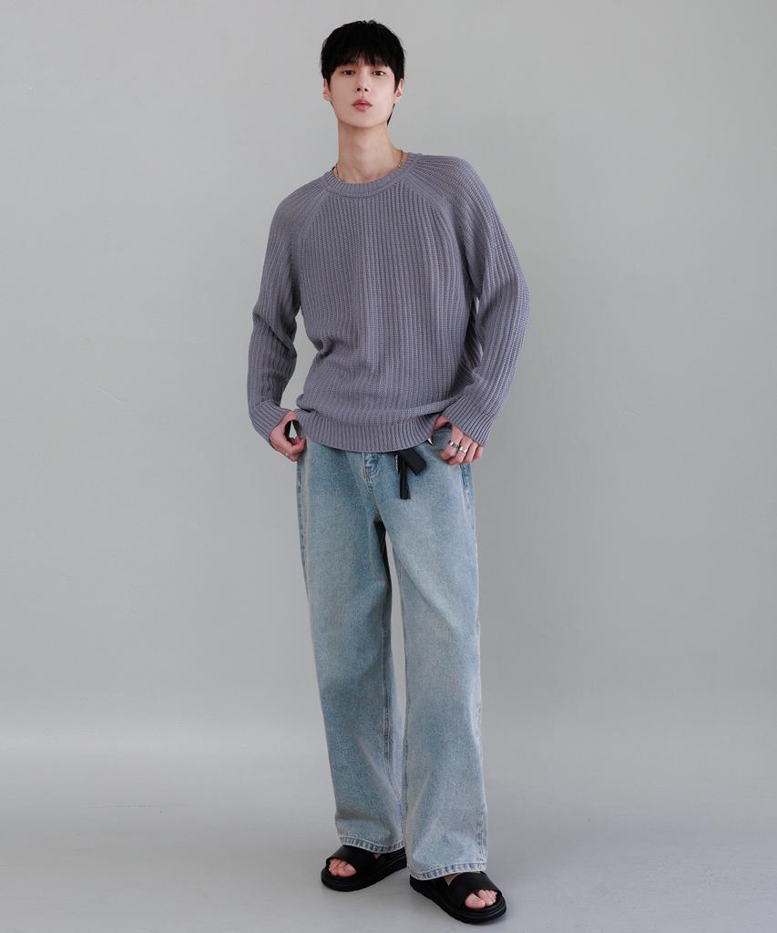 NODU Summer Light Loose Waffle Knit [Gray]