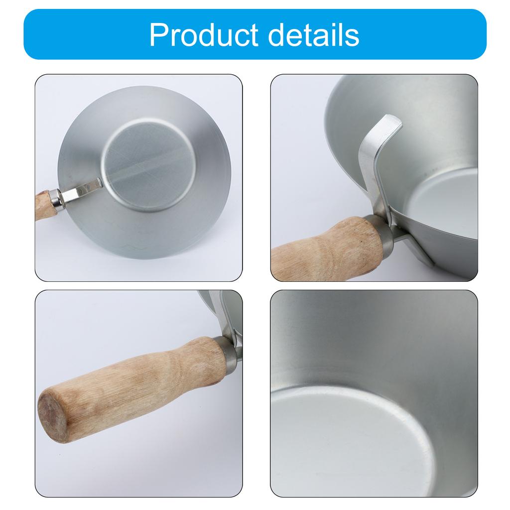 Stainless Steel Mud Pans With Wood Handle Heavy Duty Drywall Plaster Mud Pans Scraping Bar Scoops for Plastering Tools