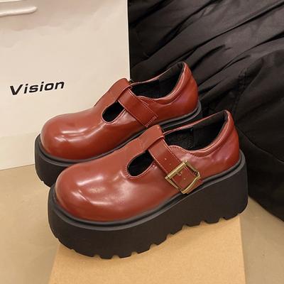 Platform Flats Women Loafers Shoes Walking High Heels Leather Shoes Woman 2025 Trend Fad Casual Dress Cozy Pumps Zapatos Mujer