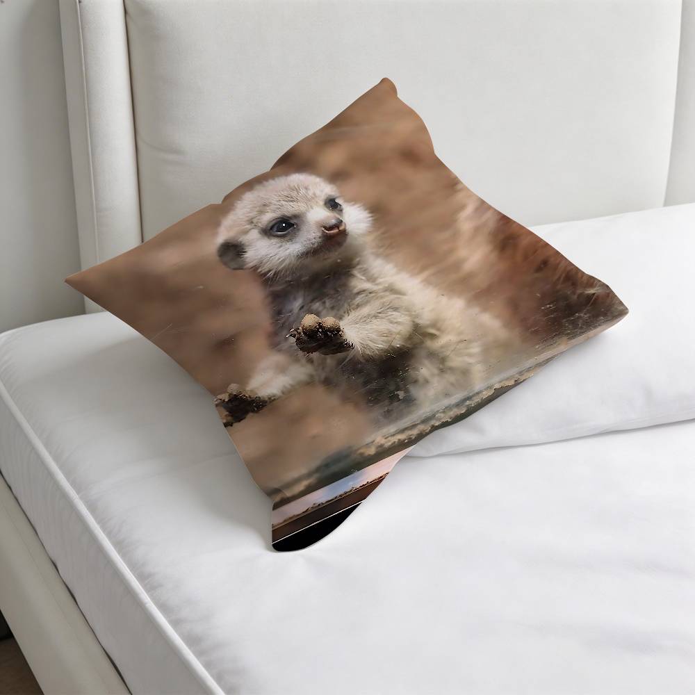 Cute Baby MMeerkat Fashion Square Pillow Case Durable Throw Pillow Cover for Sofa Couch Chair