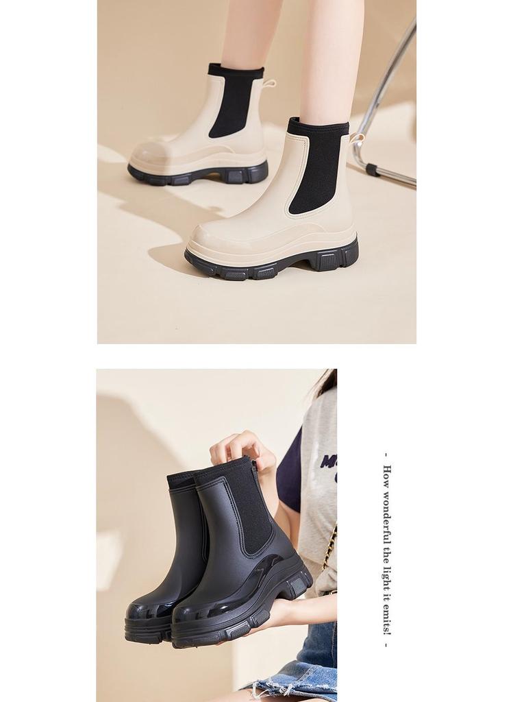 White Mid-Tube Chelsea Boots - British Style, Women's Soft Surface, All-Match, Slip-On.