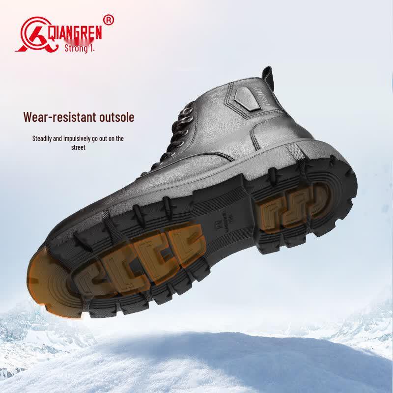 Qiangren 3515 Men's Winter Fleece-Lined Leather Work Boots