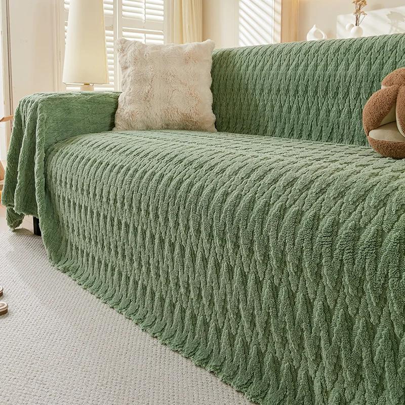Winter Cotton Wool One-piece Sofa Towel Thickened Warm Sofa Towel Winter Advanced Sofa Cushion Non-slip Full Cover Cushion