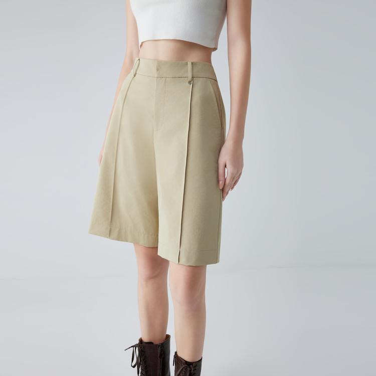 ELLE French Design Casual Minimalist Fashionable Loose Solid Color Straight Leg Five-Point Shorts Women shorts EK51899