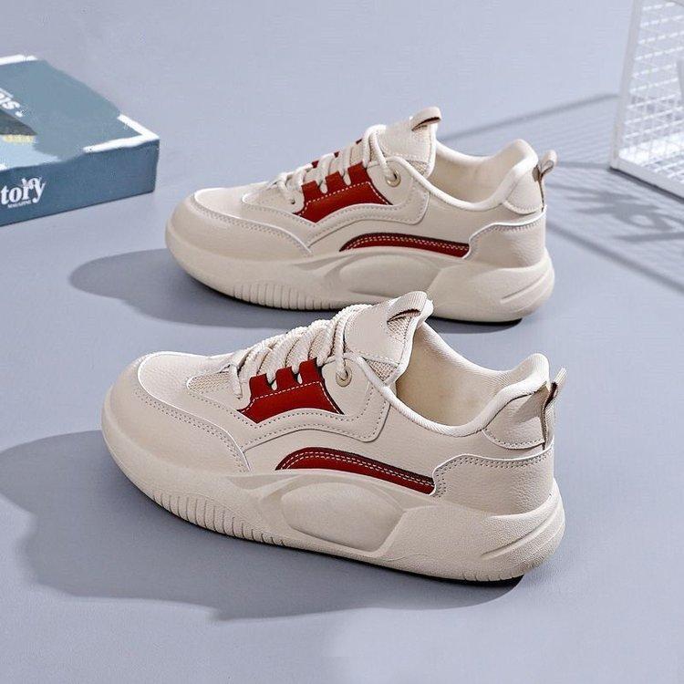 Vita skor i koreansk stil Dam Höst Nya Ins Student Fritid Gatufoto Skor Dam Platå Höjdökande Boardskor