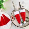 1/3/5/10/20/50/100PCS Christmas Decoration Tableware Holder Bag Christmas Hat Fork Knife Cutlery Bag Xmas Home Kitchen Decor Ornament Navidad New Year