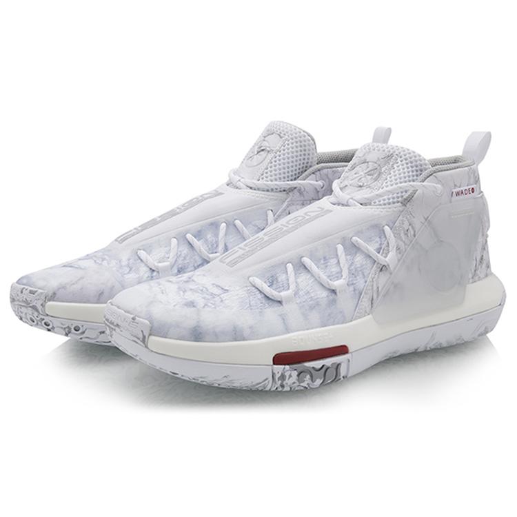 Li Ning Wade Fission 6 Slip Resistant And Abrasion Resistant Coverage Mid Top Basketball Shoes Men's White ABAQ031-2