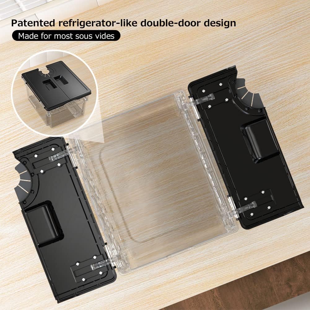Sous Vide Container with Lid Double-Door-Opening Design 11.65 QT Sous Vide Pot Slow Cooker Container with Built- In Rack Compatible with Most