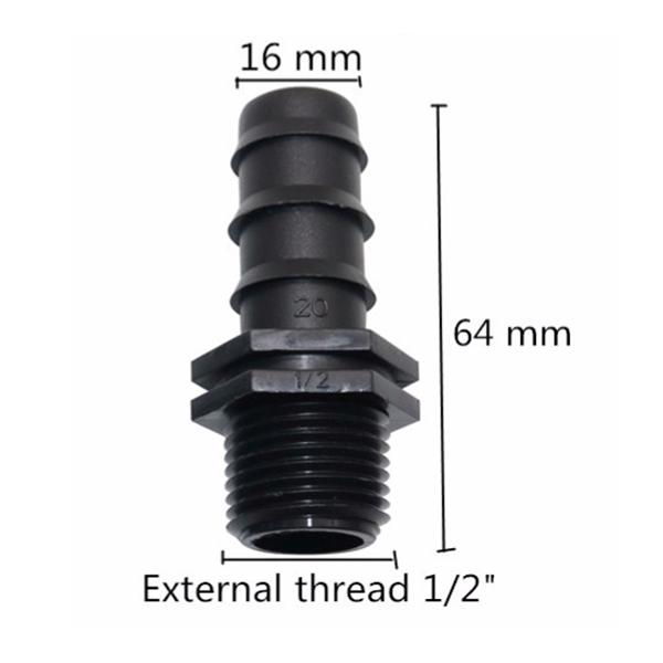 1/2" ,3/4"Male Thread Straight Connector Agriculture Irrigation Connections to DN16 DN20 Garden Hose Plastic 5 Pcs