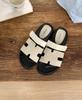 Seattle Holiday~ 2025 Summer New Thick-bottomed Velcro One-word Strap Wear Second Uncle H Slippers Women's Leather