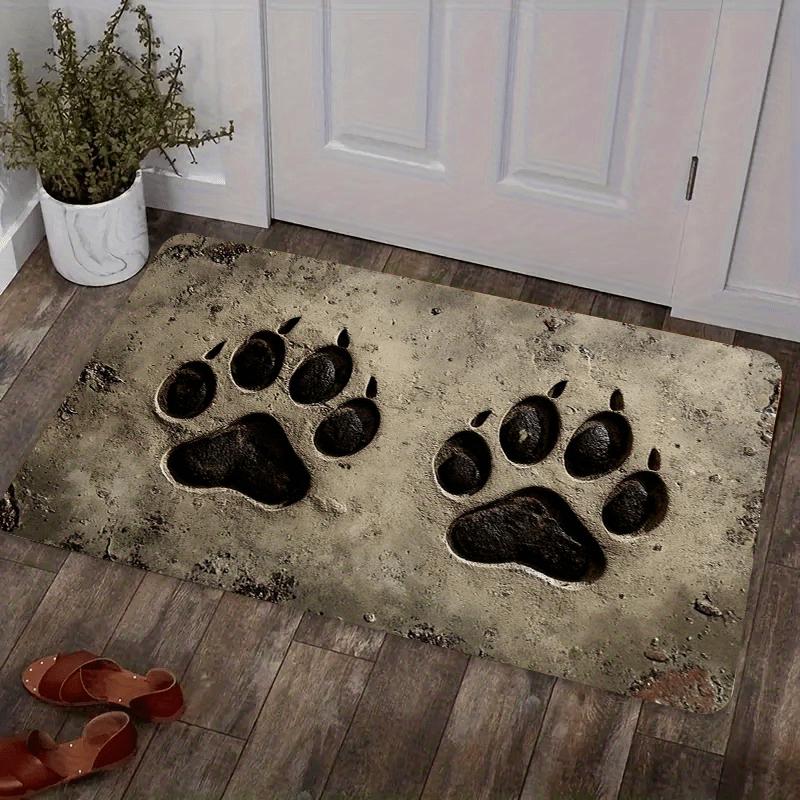 Muddy Dog Paw Print Mat: Non-Slip Soft Coffee Maker Mat, Washable Area Rug for Kitchen, Entryway, Living Room Home Decor