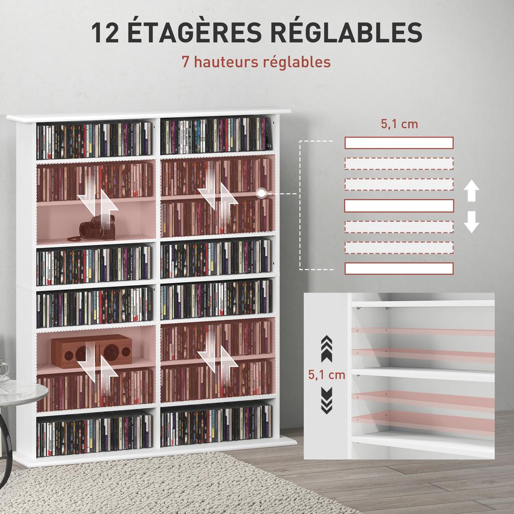 16-Compartment Media Shelf- White