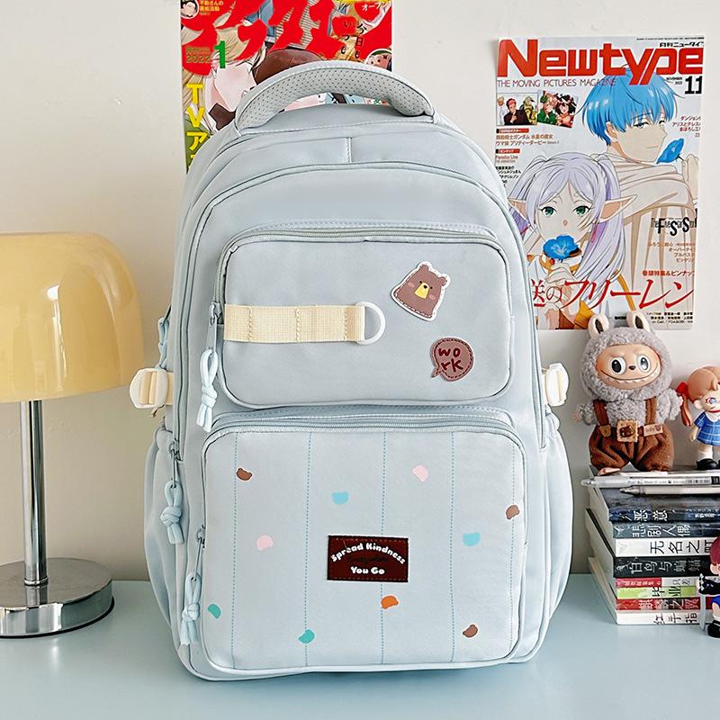 Schoolbag new high-value Japanese ins fresh and sweet candy-colored backpack junior high school students lightweight large-capacity backpack