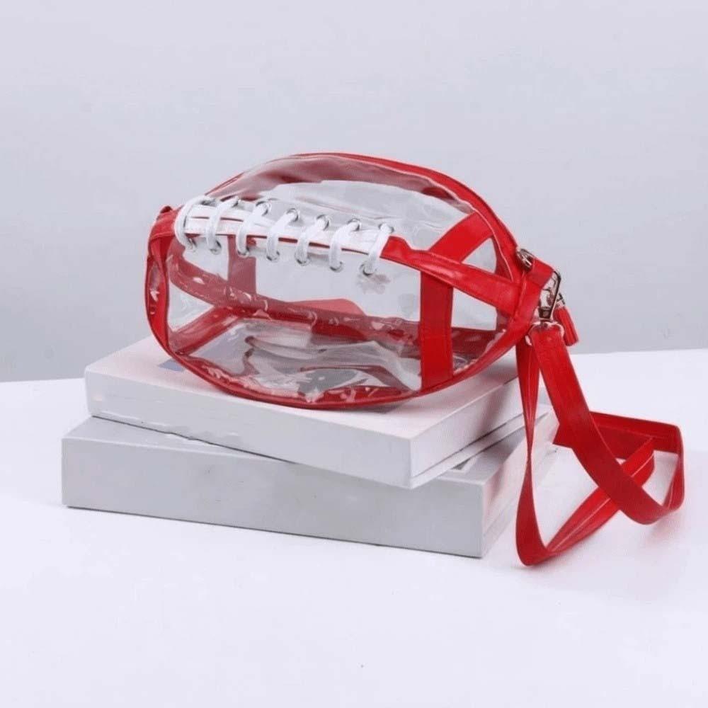 Large Capacity Transparent Rugby Bag with Removable Straps Waterproof Rugby Beach Handbag PU Leather Swimming Tote красный