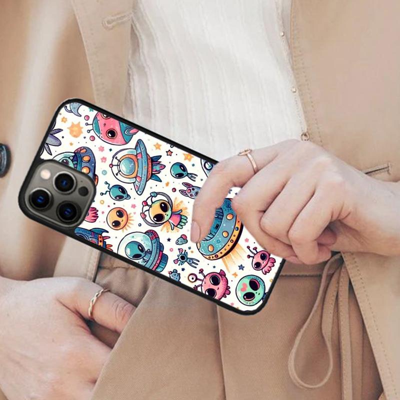 

Cartoon Space Alien UFO Magnetic Phone Case For APPLE iPhone 17 Air 16 14 13 12 Pro Max 15 Plus Wireless Charge MagSafe Cover iPhone 14