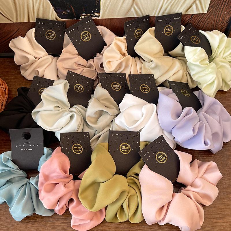 Korean Satin Scrunchie: French Retro Solid Color 15CM Classic Imitation Silk Hair Accessory