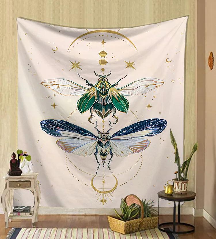 Vintage Sun Tarot Tapestry Floral Design Mystical Elements Unique Wall Art for Home Decor Bedroom Occult Lover Gift