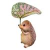 Weatherproof Leaf Umbrella Hedgehog Figurine Cute Small Hedgehog Sculpture  Home Balcony Decor