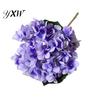 Realistic Fake Flowers Artificial Hydrangea with Green Leaves Stem Flower Wedding Faux Decor Home Office Table Centerpiece Floral Branch Arrangement