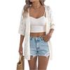 Women's Fashion Jacket Solid Color Short Sleeve Knitted Cardigan Holiday Sunscreen Shirt