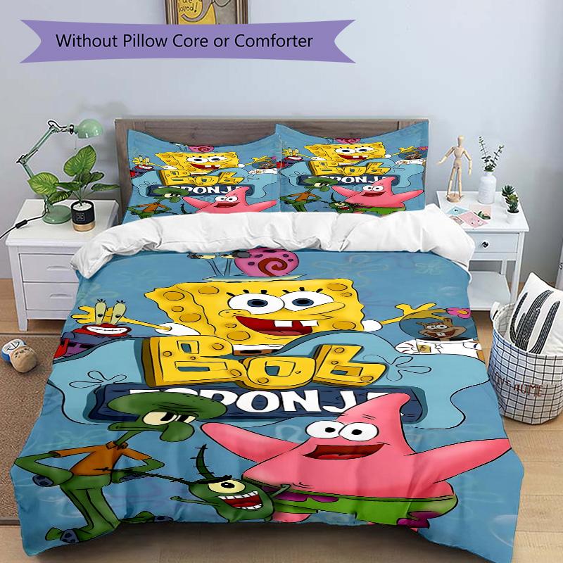 Spongebob Squarepants Adventure Print 3Pcs Bedding Setduvet Cover With 2 Bedropillowcase Home Birthday Gift