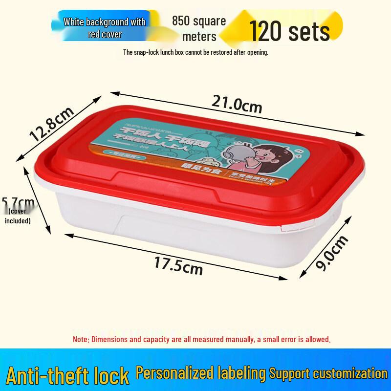 Disposable Rectangular Paper Meal Box with Lock, 1000ml