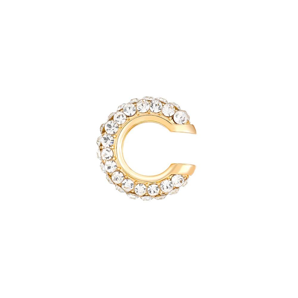 Copper C Shape Ear Cuff Crystal Gold Jewelry Punk No Piercing Earrings  Women