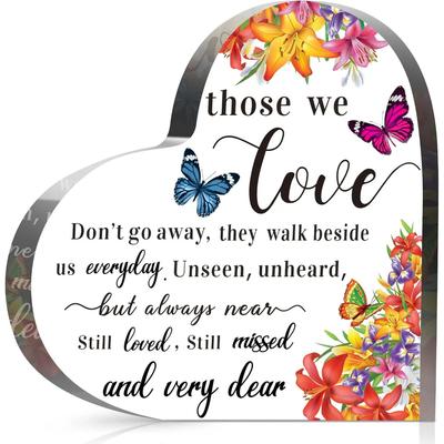 Sympathy Bereavement Gift Acrylic Heart Memorial Gift for Loss of Loved One Sympathy Condolence Grieving Keepsake for Mom Dad