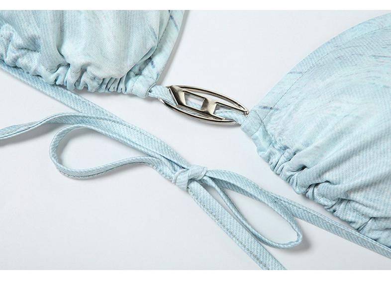 Korean Sexy Two-Piece Bikini Set with Triangle Wrap and Chest Pads for Hot Springs and Resorts