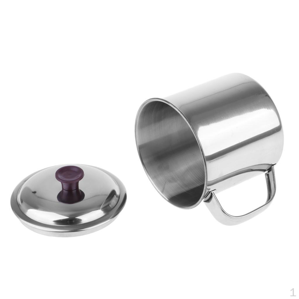 Thickened Drinking Mug Stainless Steel - , 12cm with cover