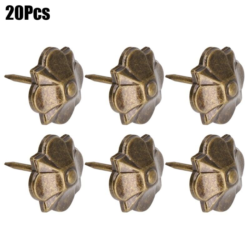 20Pcs Sofa Bubble Nail Vintage Thicken 4-Leaf Clover Pattern Decorative Fasteners 20 X 22mm